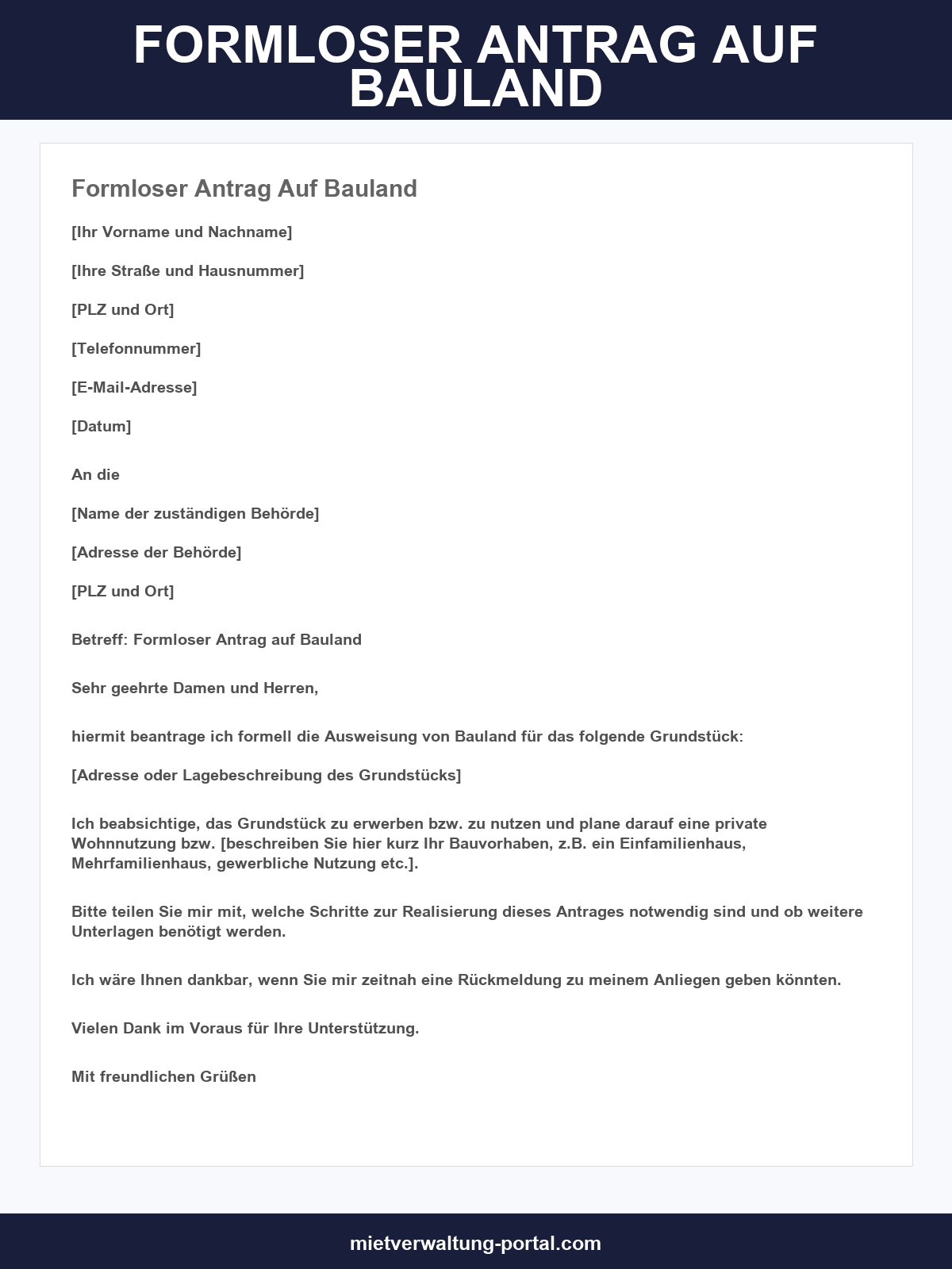 Formloser Antrag Auf Bauland