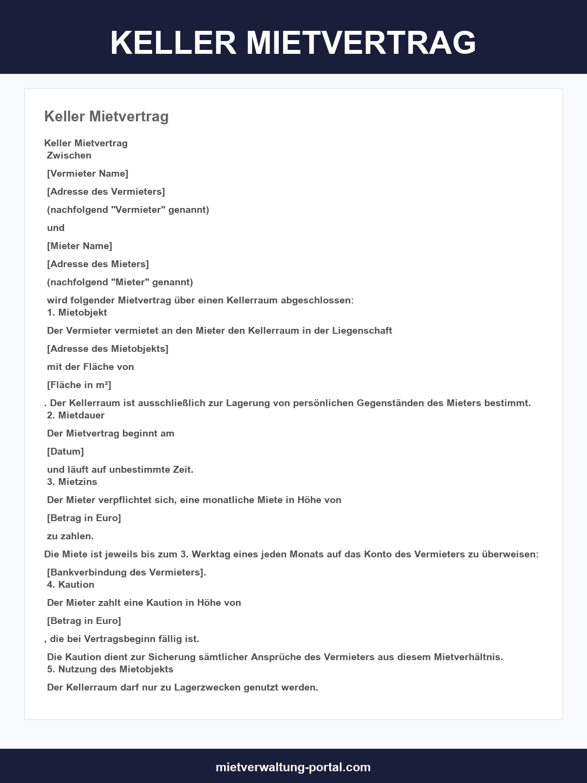 Keller Mietvertrag