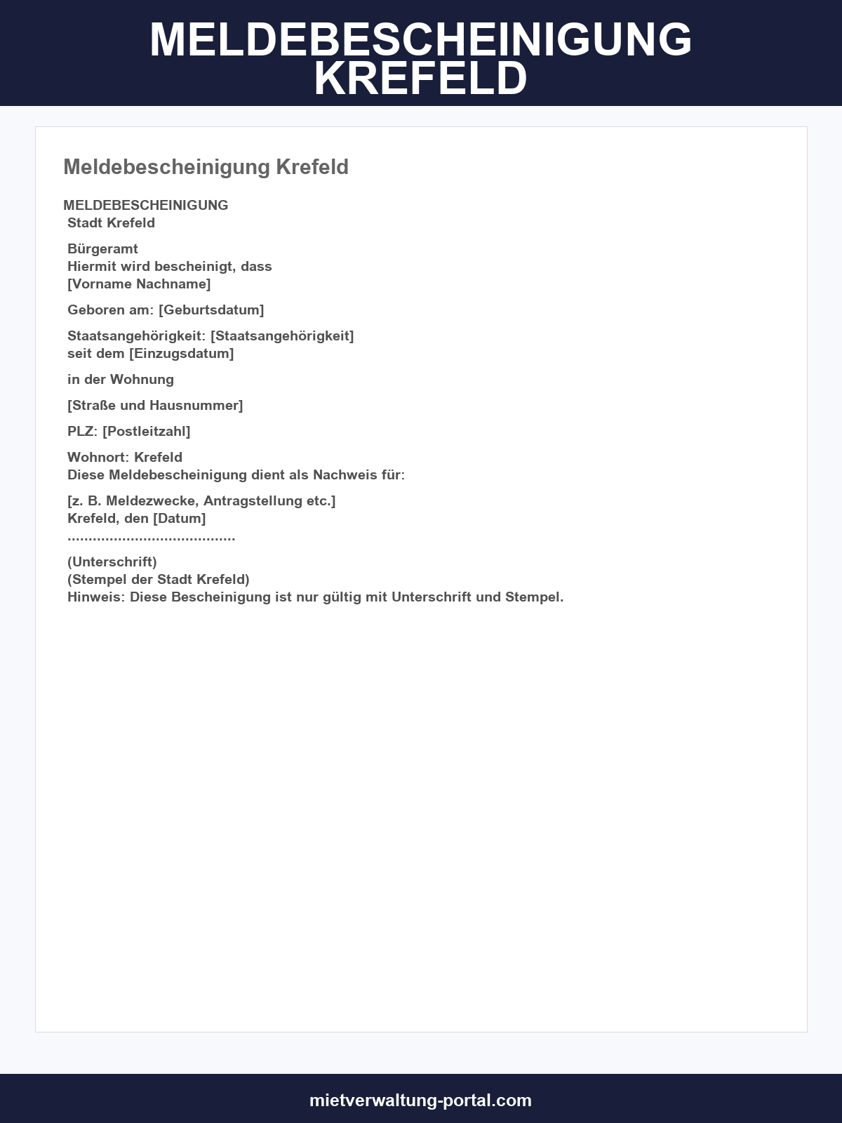 Meldebescheinigung Krefeld