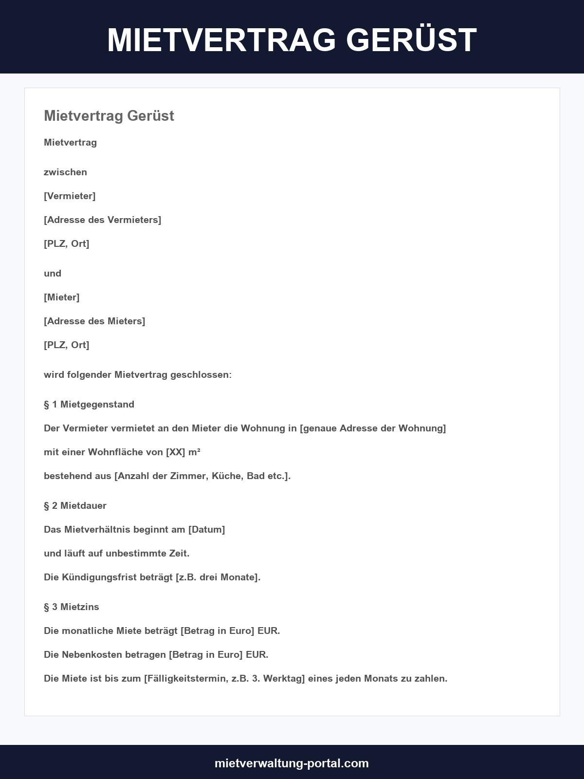 Mietvertrag Gerüst