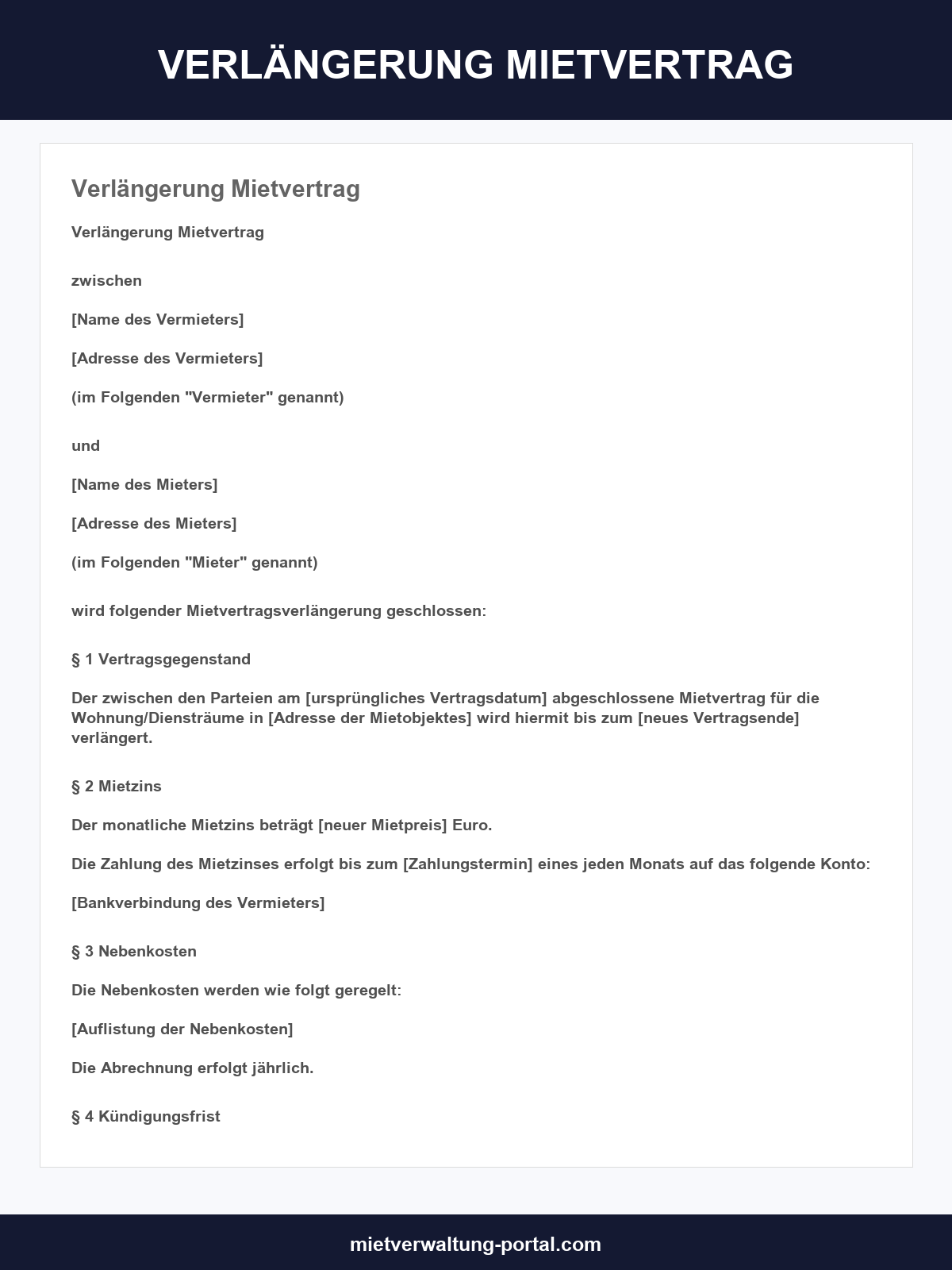 Verlängerung Mietvertrag